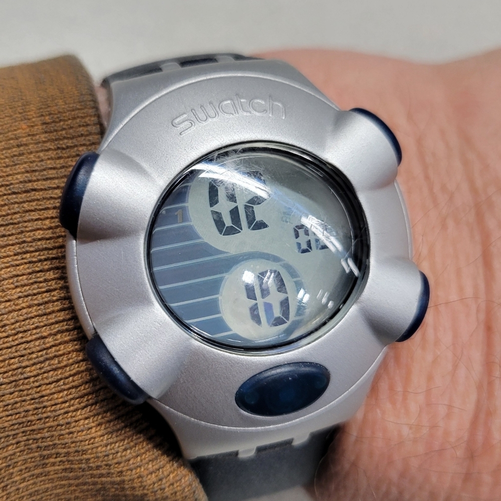Swatch Beat Aluminum Digital Watch Good Condition Works Rare